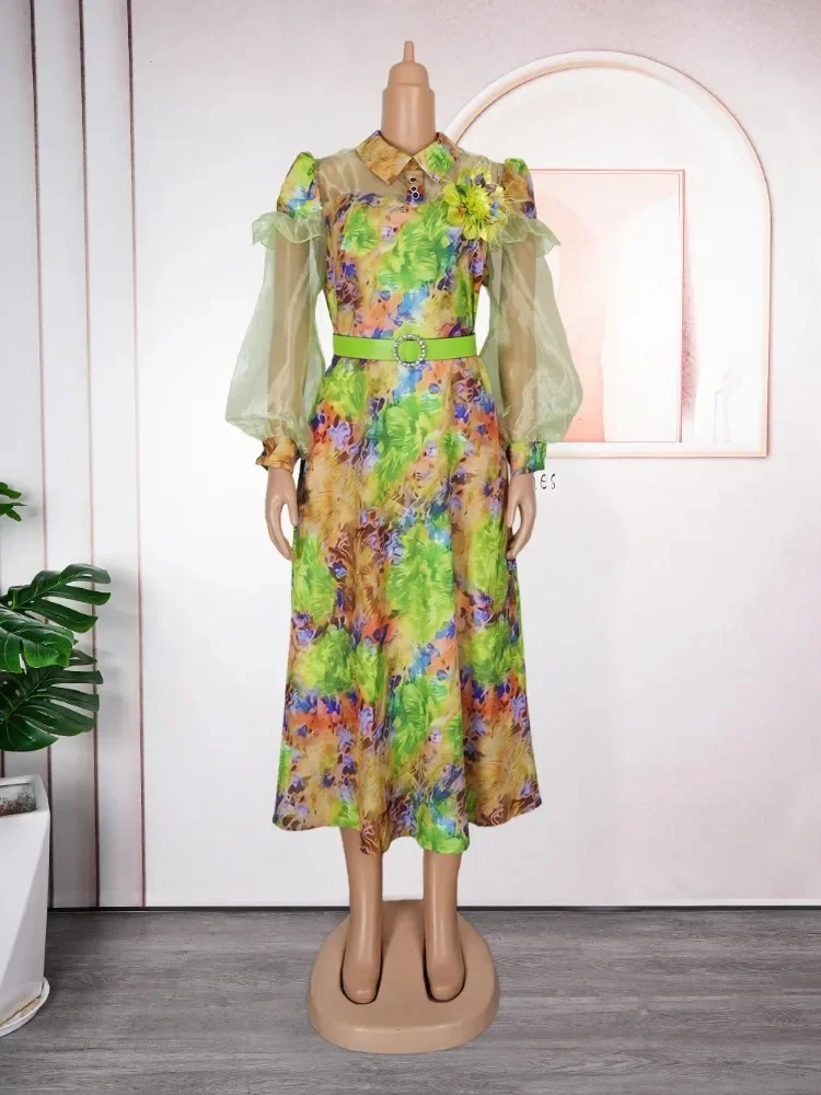 African Party Dresses for Women 2025 Elegant Turkey Muslim Maxi Dress Plus Size Summer Fashion Print Wedding Evening Gown