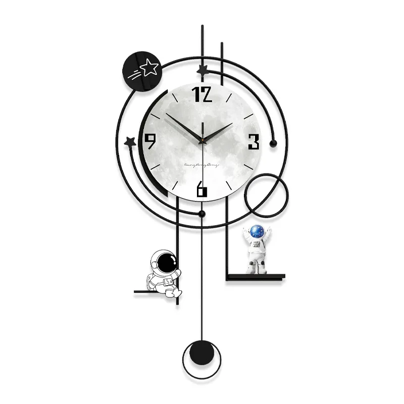 Unique Design Space Explorer Wall Clock Home Decoration Clock Living Room Retro Style Advanced Decorative Clock