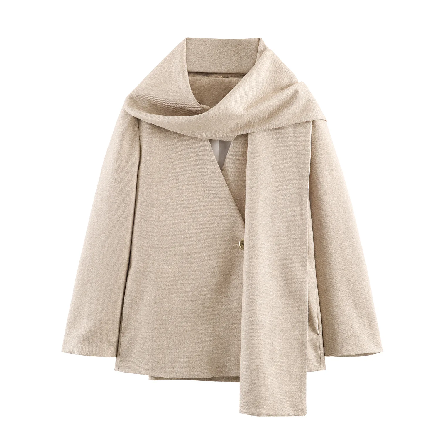 

Women's Fashion Casual Long Sleeve Scarf Collar Blazer PGNE