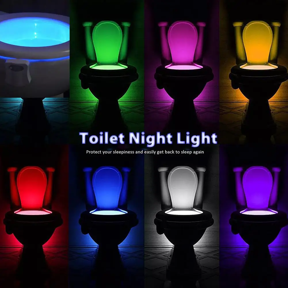 8/16 Colors Human Motion Sensor Toilet Light Bathroom LED Color Night Light Gradient Intelligent Induction Lamp Home Decoration