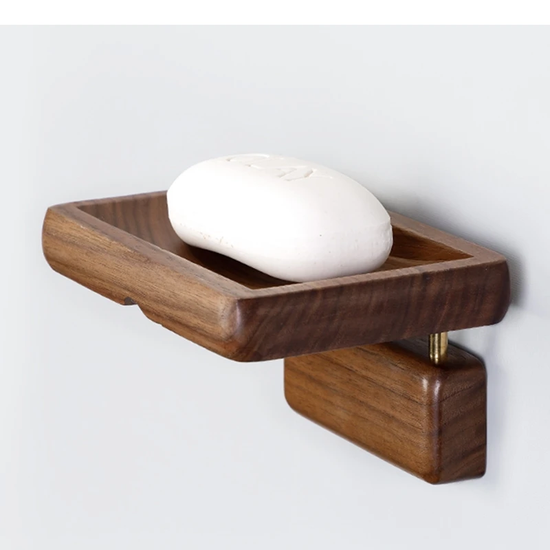 Wooden Soap Dishes Draining Storage Holders Bathroom Supplies Household Wall Mounted Rack Shelves
