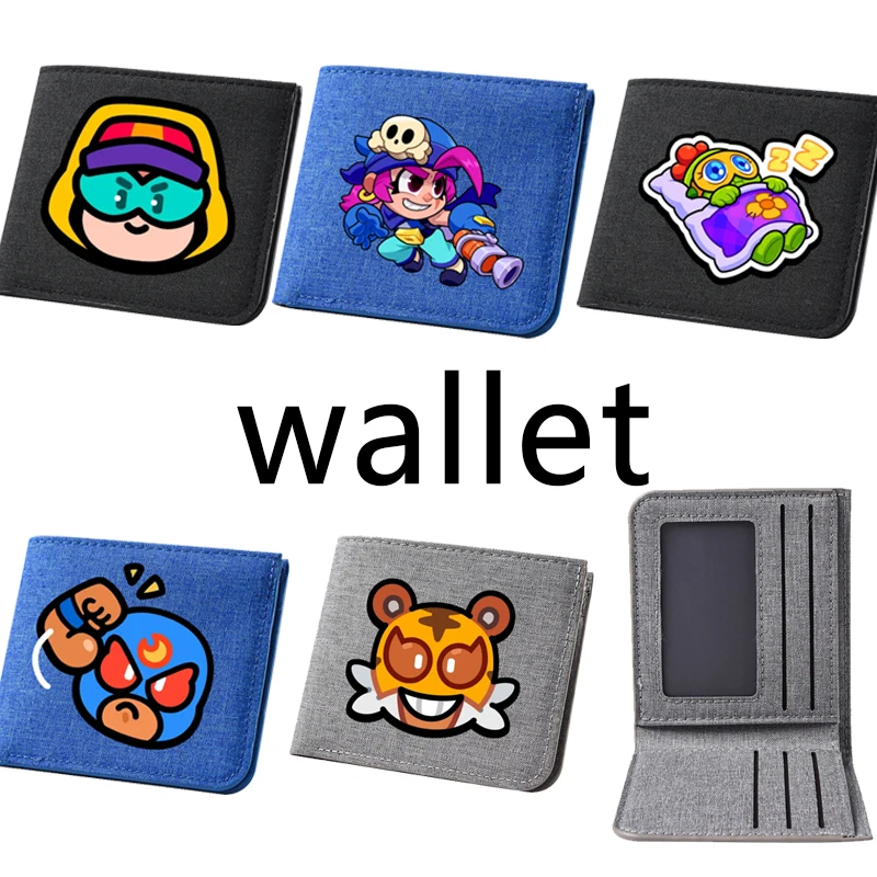 

Brawl Shelly Cowboy Wallet Men Short Style Creative Game Pattern Coin Wallet Travel ID Photo Bank Card Storage Birthday Gift