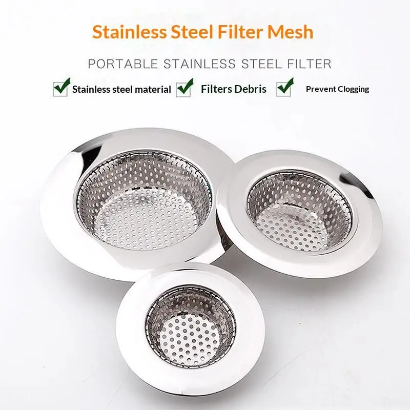 Stainless Steel Sink Drain Strainer Rust Resistant Fine Mesh For Kitchen Bathroom Sinks Catch Food Debris Prevent Blockages