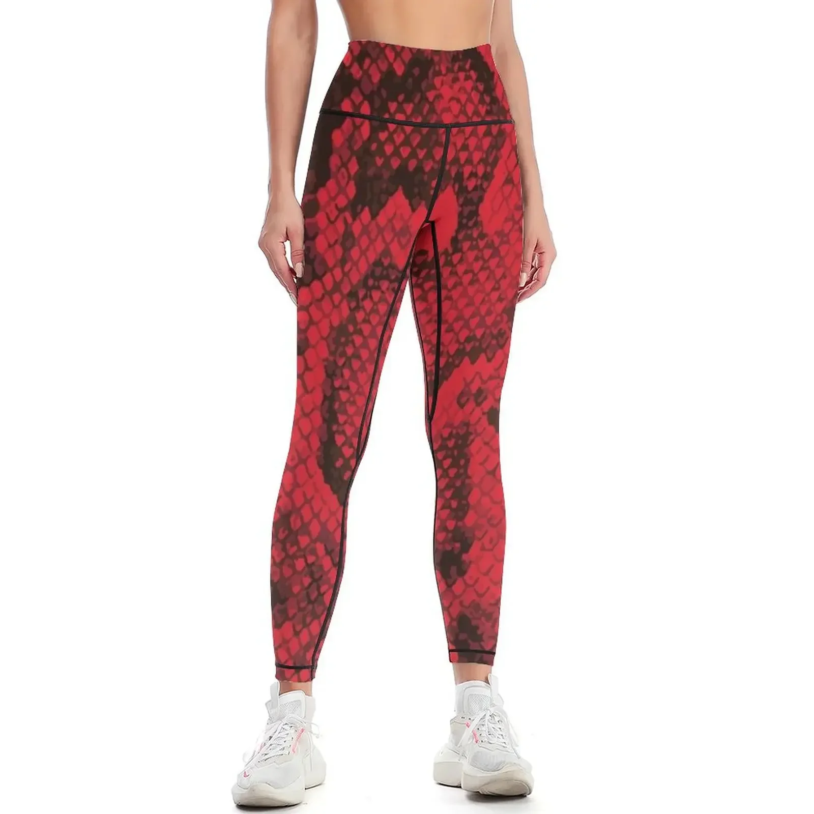 

Red Snakeskin Leggings Sports pants woman joggers for gym sportswear woman sport set Womens Leggings