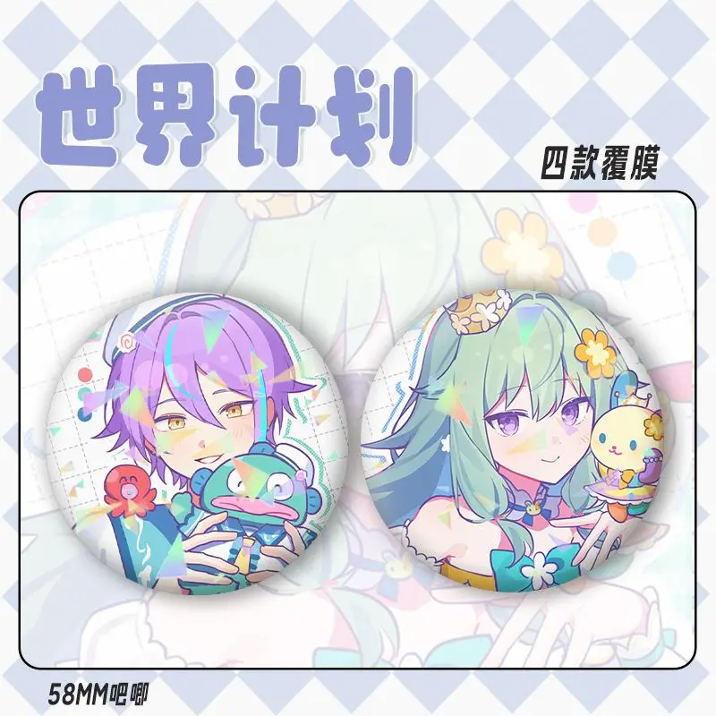 Kagamine Rin Yoisaki Kanade Badges Pins Anime Akiyama Mizuki Women Brooch Fashion Cosplay Kawaii Brooches for Bag Accessorie