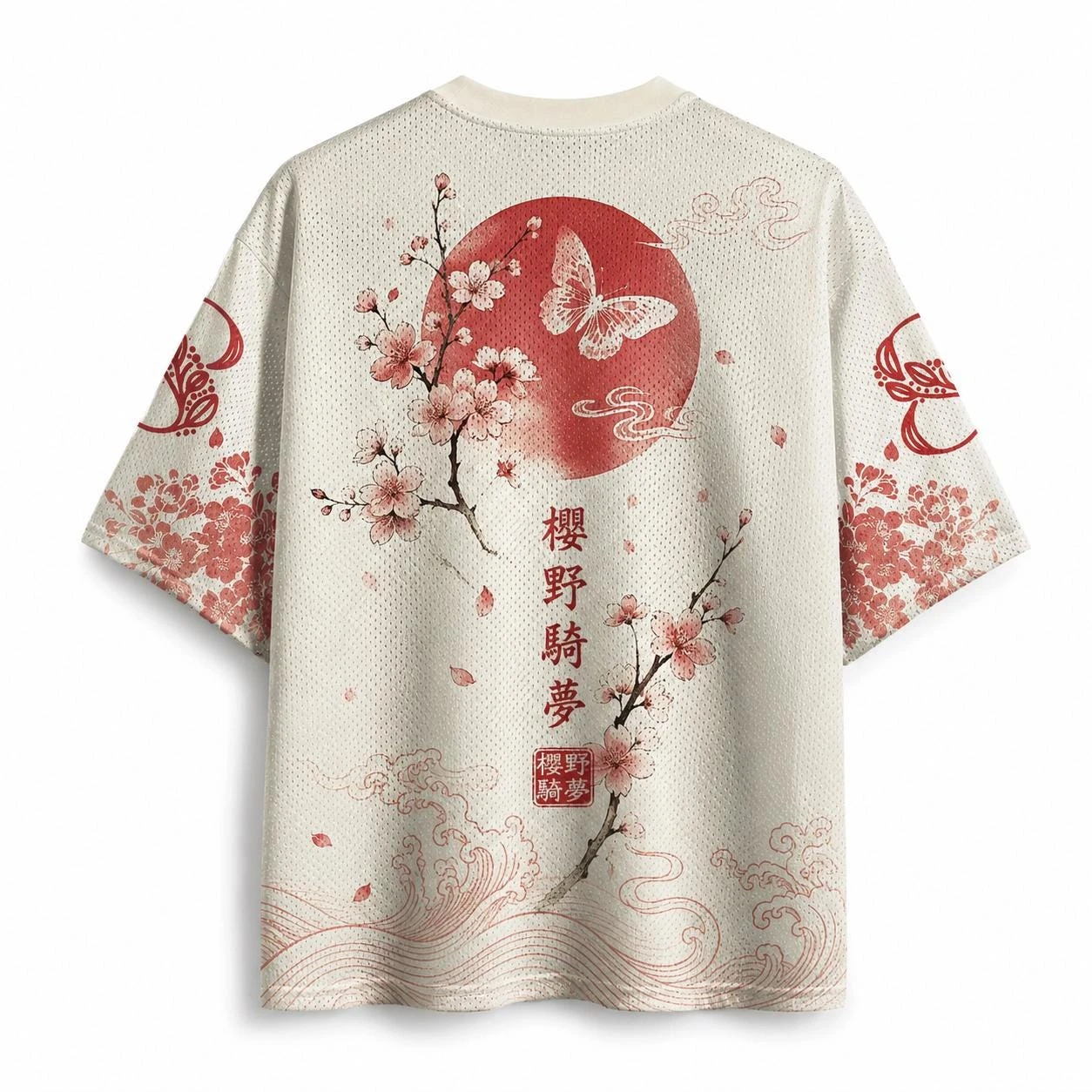 2026 Sommer Mode Neuer Trend Traumhafter Roter Schmetterling Kirschblüte 3D-Druck Outdoor Freizeit Fitness Stil V-Ausschnitt T-Shirt Groß – Detail 5