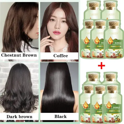 Bilashmart Pure Natural Herbal Hair Dye Shampoo Change Hair Color Cover Gray White Treatment Bubble Plant Dye