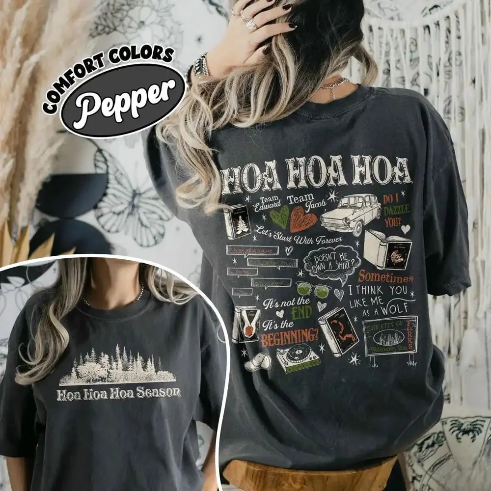 

Vintage 00% Cotton irt Hoa Hoa Hoa Forks Waington Ladies Cleanfit Sle A-line Sve T-irt Linen Material Winter Coll...