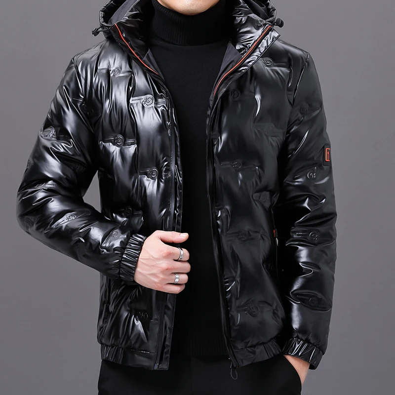 Bright Face Zipper Down Coats Hooded Warm Simple Trend Classic All-tie Fabric Warm Comfortable Skin-friendly Wear-resistant