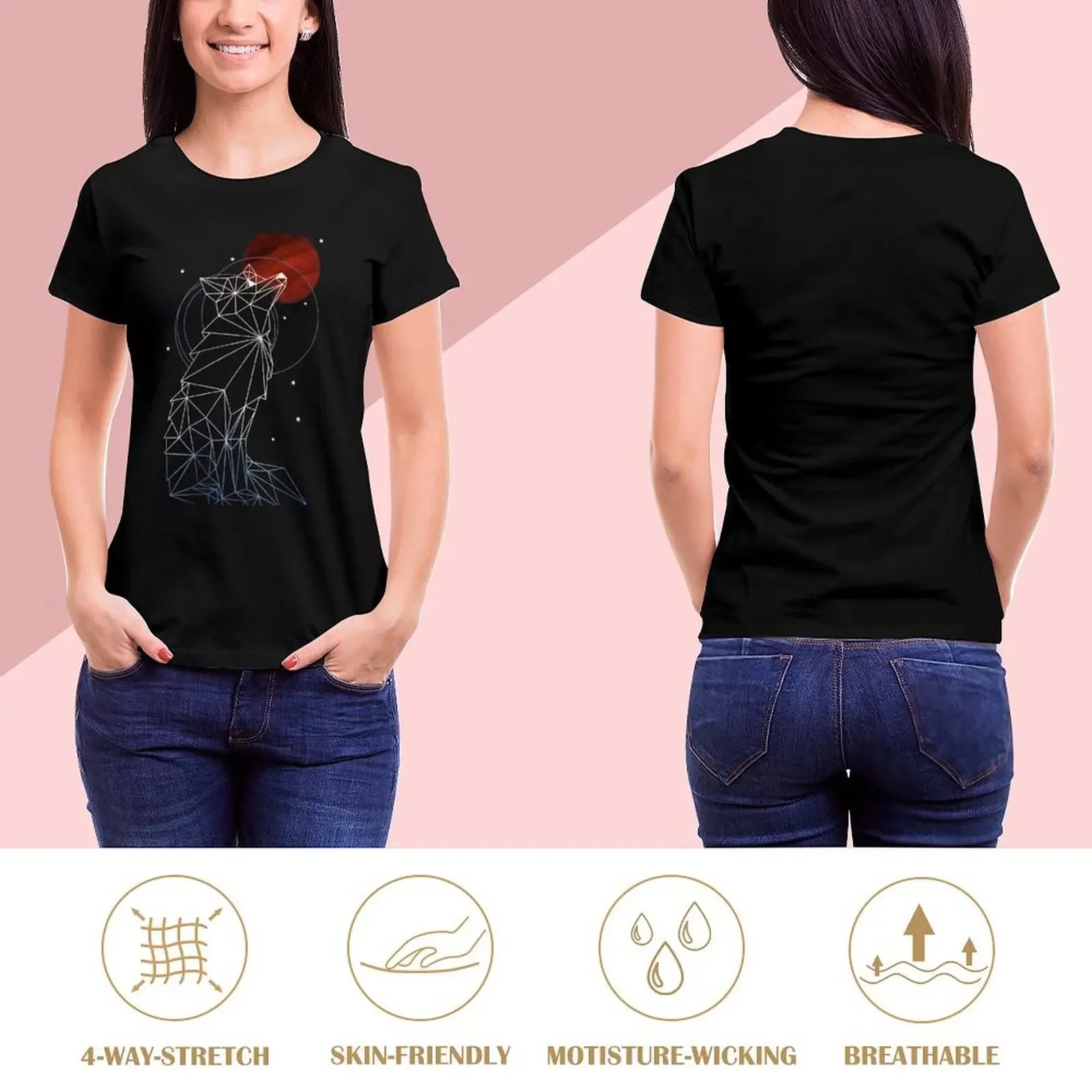 Fox in the Stars T-Shirt Short sleeve tee shirts graphic tees summer clothes plain t-shirts for Women loose fit