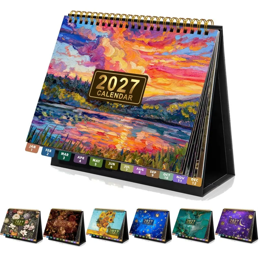 Wirebound Desk Calendar Notebook Daily Planner Planner Scheduler Multi-function Tear-Off Pages Desktop Paper Calendar Home Decor