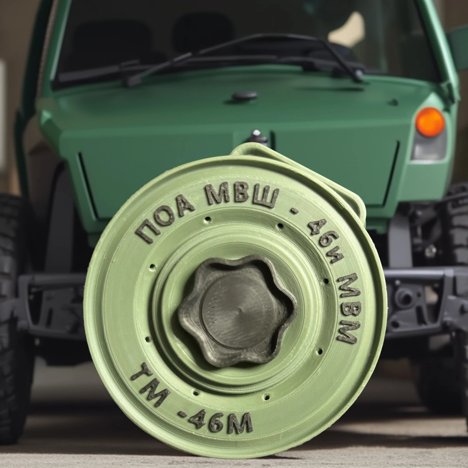 3D Printed Anti-Tank Mine Model with Magnets Can Be Used to Decorate the Surface of Metal Objects Such as Computer Cases and Cars, a Gift for Military Enthusiasts
