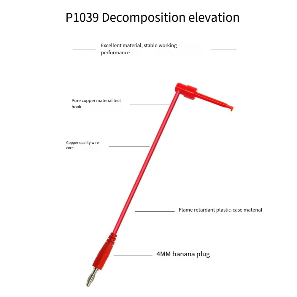 Conjunto de clipes de gancho de teste de conector banana, 2 peças para teste de multímetro, fios de cobre confiáveis e conexão segura em 500v/5a