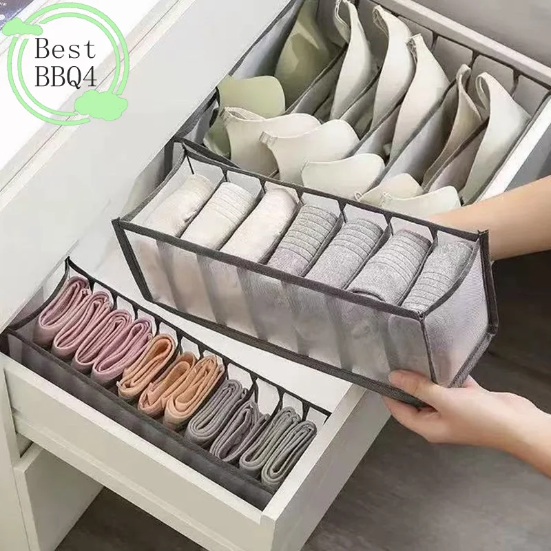 BBQ4 11/7/6 Girds Lingerie Drawer Style Storage Box Home Mesh Sock Organizer Box Wardrobe Dormitory Storage Bag
