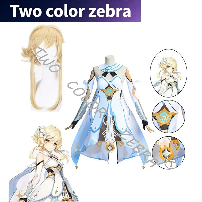 

Disfraz De Cosplay Genshin Impact Lumine Ropa De Juego Vestido Luminoso Peluca Cabello Conjunto Completo Cosplay Costume