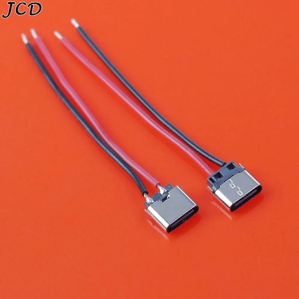 

JCD 1pcs Micro USB JACK 3.1 Type-C 2Pin 2P Welding Wire Female Connector Straight For Mobile Phone Charging Port Charging Socket