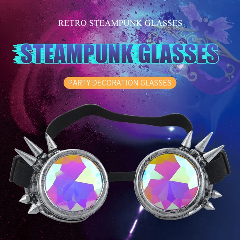 Steampunk Goggles Sunglasses Men Women Kaleidoscope Glasses Rave Festival Holographic Retro Party Cosplay Goggle Eyewear