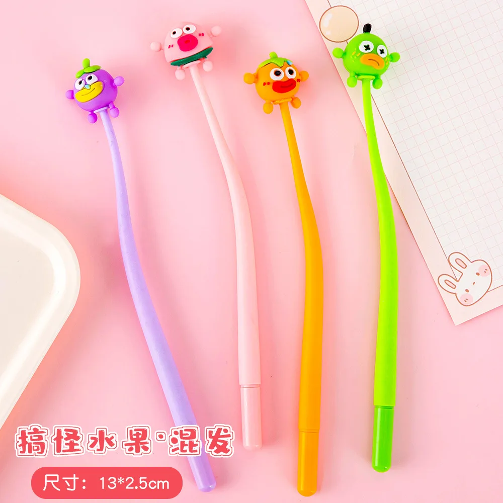 12 Pcs Wholesale Cartoon Rocker Student High-value Soft Fountain Neutral Pens Writing Supplies