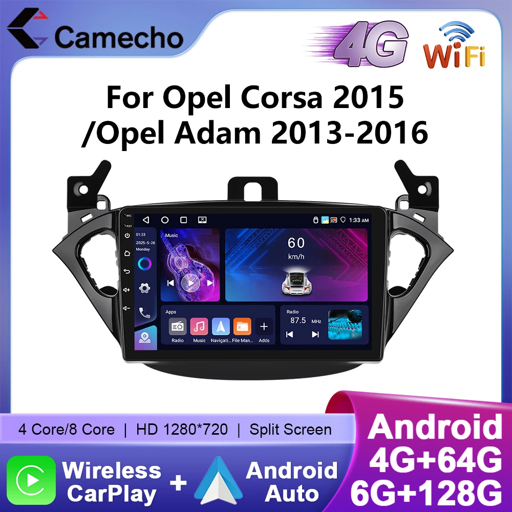 Camecho 6 + 128G 8Core Autoradio Per Opel Corsa 2015 /Opel Adam 2013-2016 (LHD) Carplay Android Auto GPS Unità principale stereo Wifi 4G