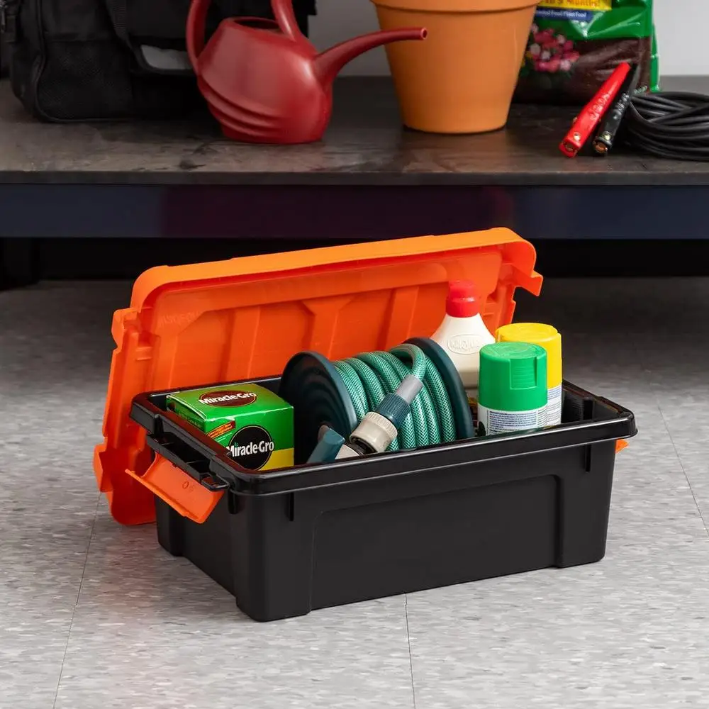 Lockable Stackable Storage Bins 5 Pack Heavy Duty Organizing Containers Safe and Secure BPA Free Garage Home Office