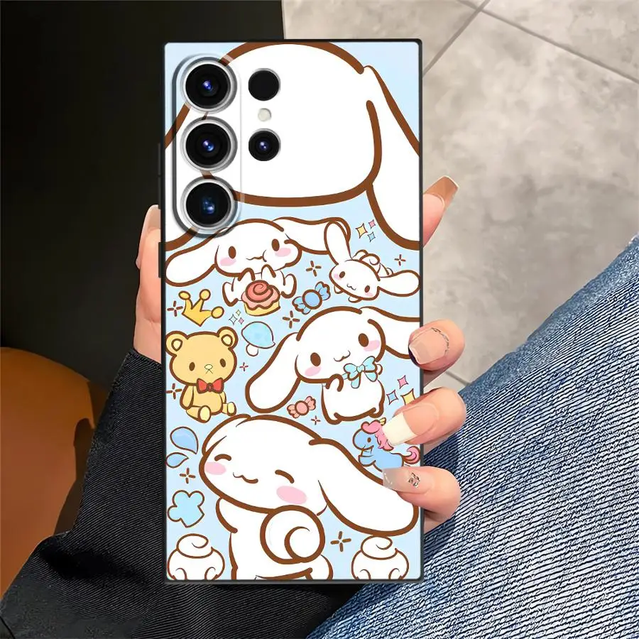 Custodia per Samsung Galaxy S24 Plus S21 FE S25 Edge S20 S23 Cover morbida ultra nera Cartoon Cute Cinnamoroll