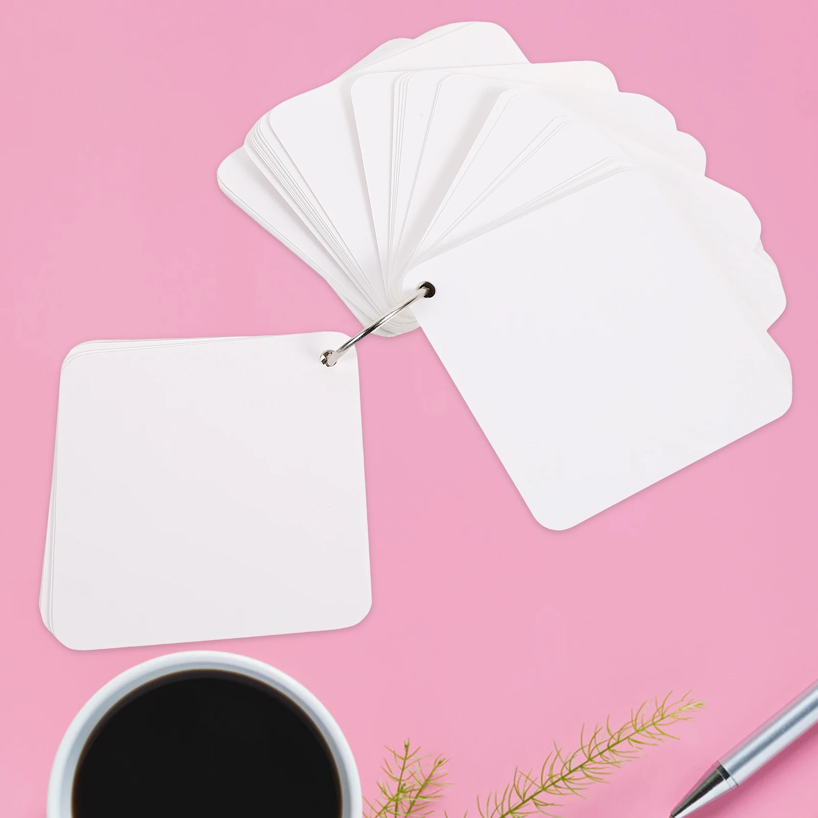 Blank Card Note Cards Stationery Flash Pre-hole Punched Unlined Index with Holes Binder Flashcards