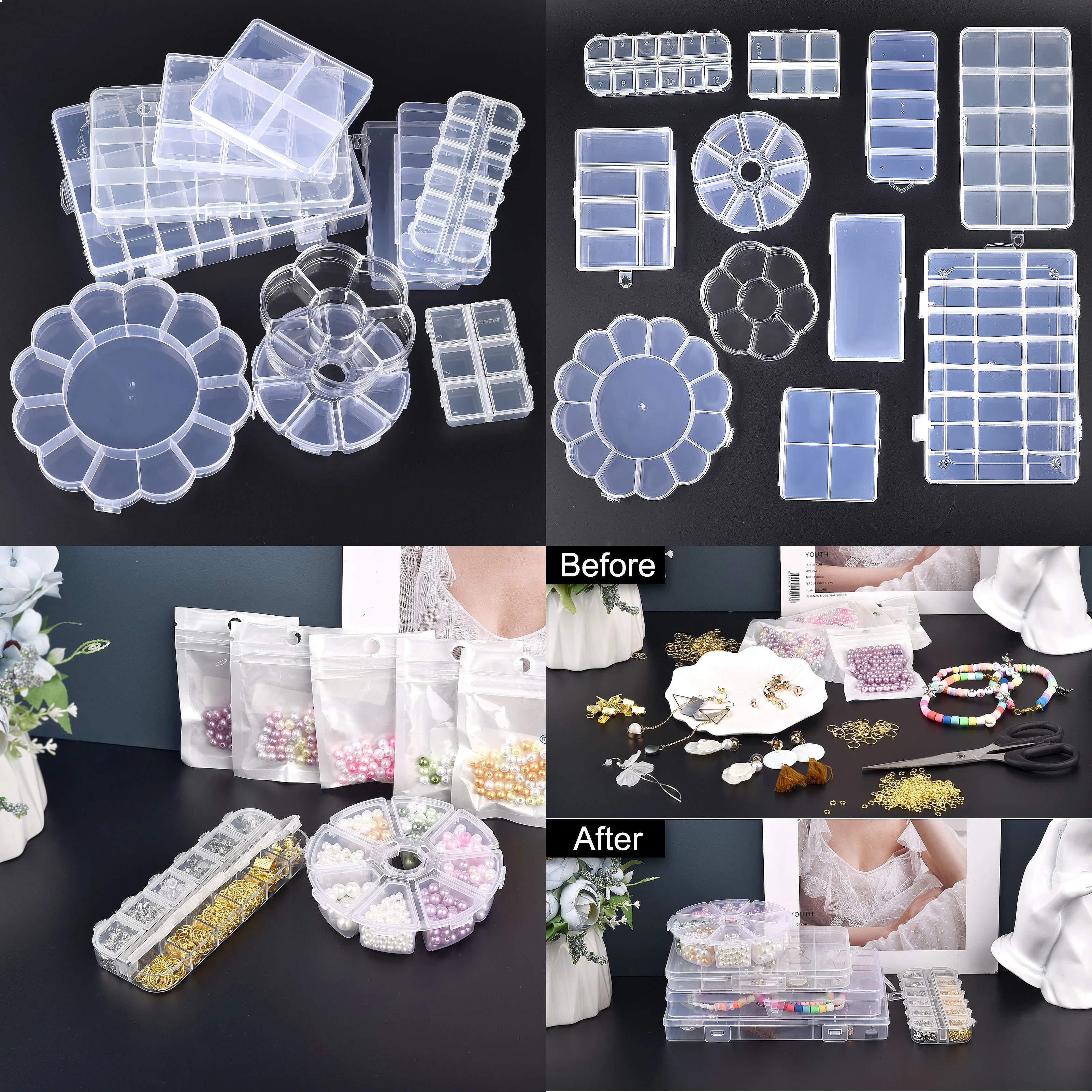 Mini Plastic Rectangular Storage Box Translucent Dustproof Durable Jewelry Case Container
