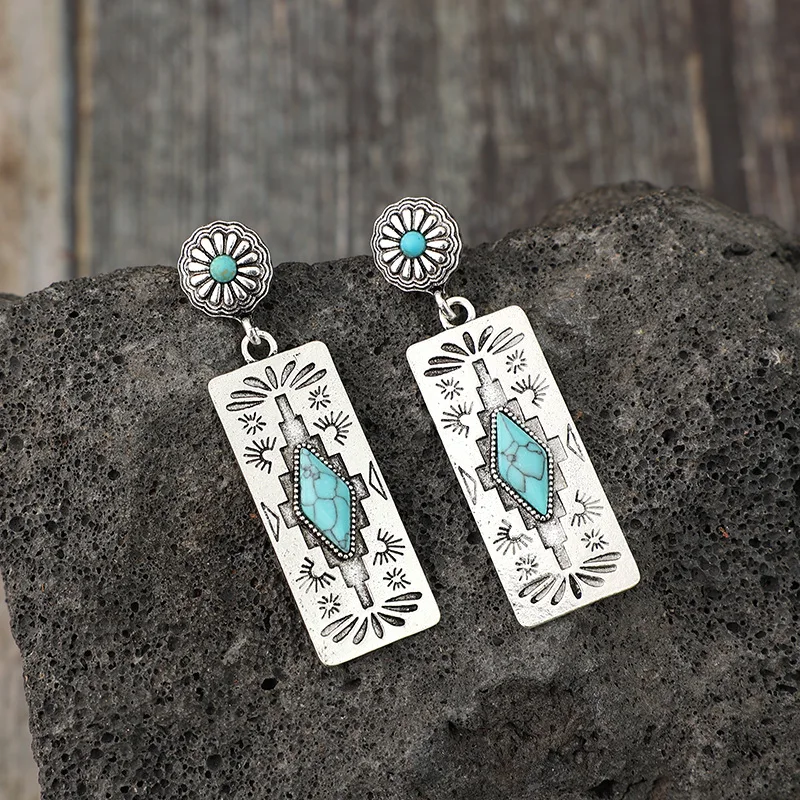 НОВОЕ ПРИБЫТИЕ Женские серьги с бирюзой в стиле вестерн ацтеков