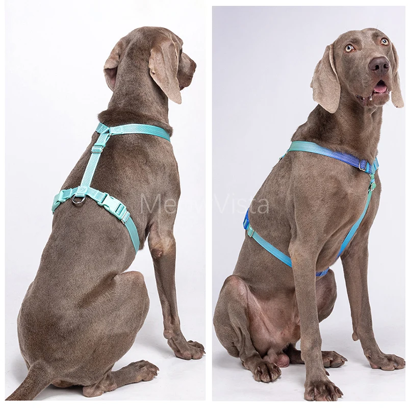 Gradient H-Style Large Dog Harness No Pull Adjustable High Visibility Reflective Nylon Chest Harness for Night Safety Walking
