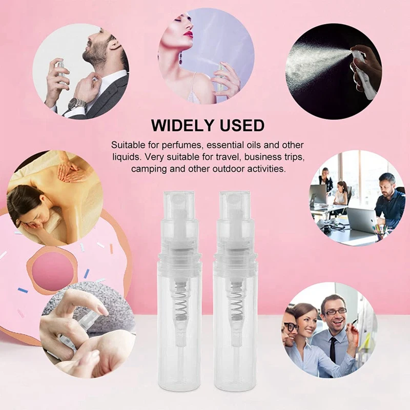 80Pc 3ML Transparent Plastic Spray Bottle Small Cosmetic Packing Atomizer Perfume Bottles Atomizing Spray Liquid Contain Durable