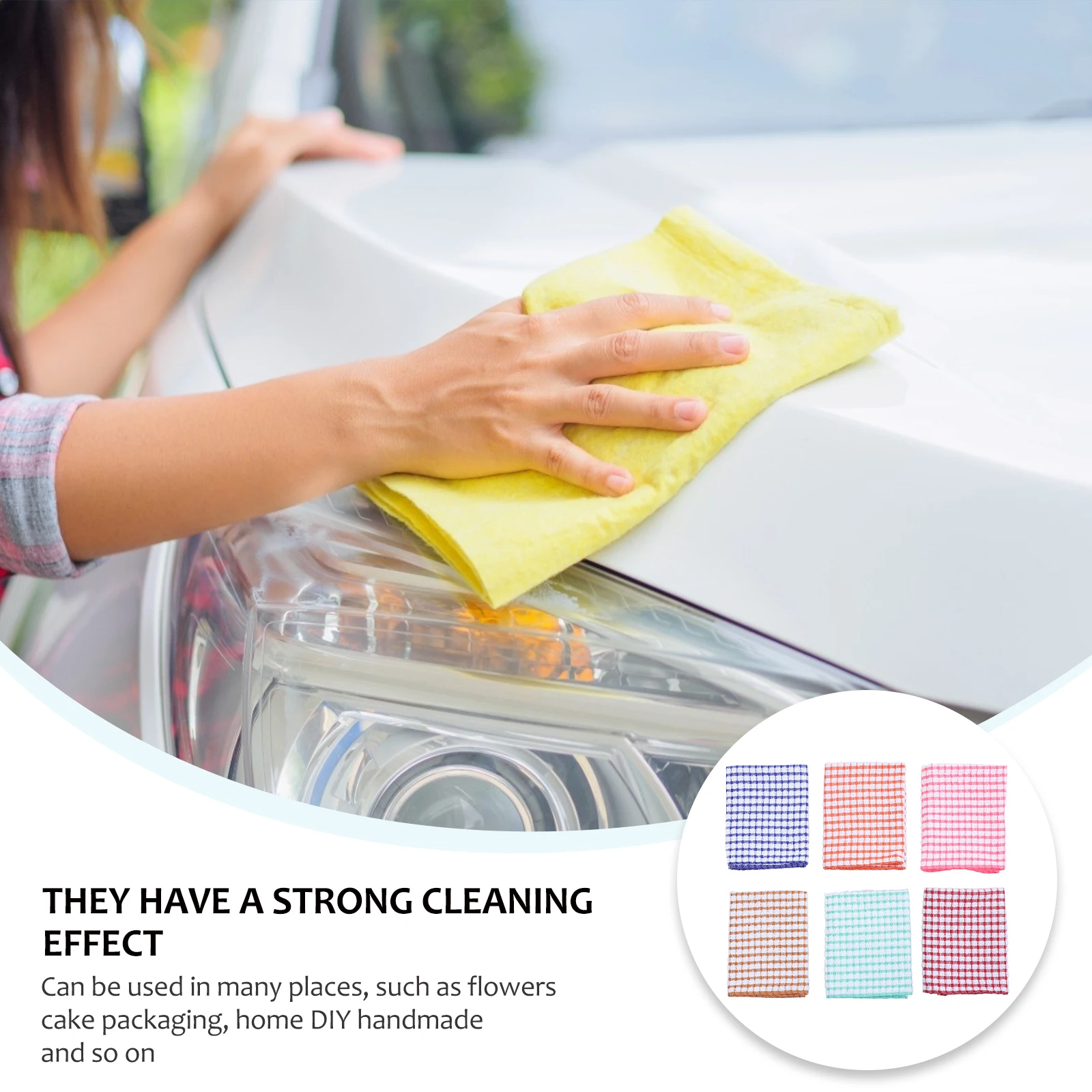 

6pcs Plaid Cotton Towels Double-Sided Dish Tea Wipe Cleaning Hand Kitchen Washing Cloths Hotel Home Use