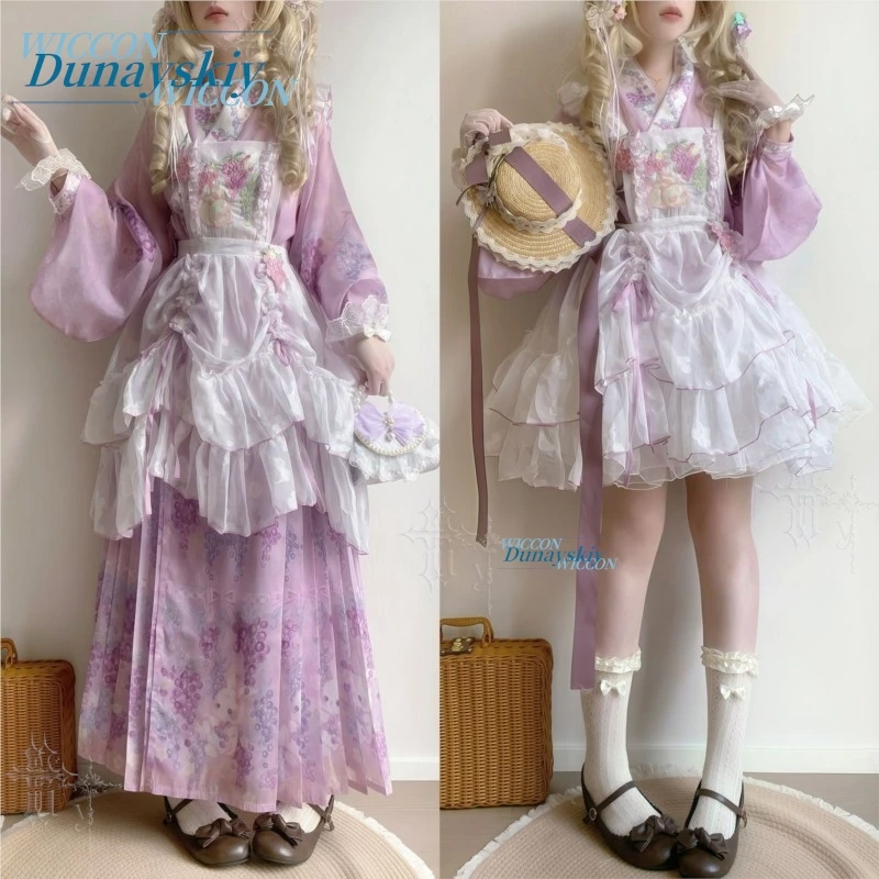 Summer Lolita Overdress Daily Wear Lolita Party Chinese Western Fusion Green Grape Purple Jacquard Embroidered Drawstring Sheer view 4