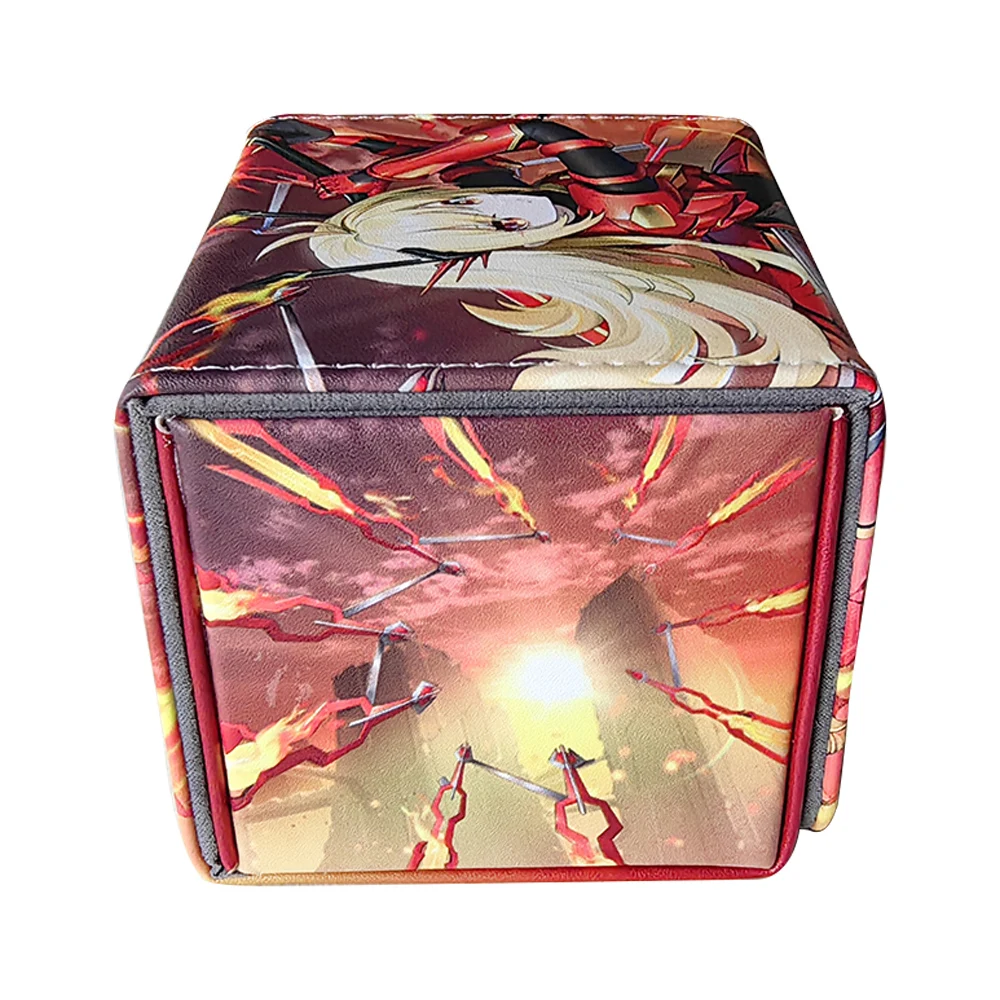 Anime Cards Leather Box Sky Striker Ace TCG Cards Protector Hold 100+ Cards Game Storage Case for MTG/PKM/YGO/Trading Cards