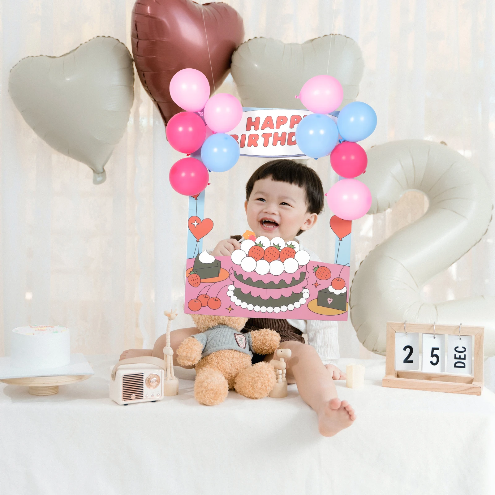 

Photo Booth Decor Birthday Party Supplies Cake Frame Props Festive Atmosphere Paper Photo Accessories Selfie Fun Photography