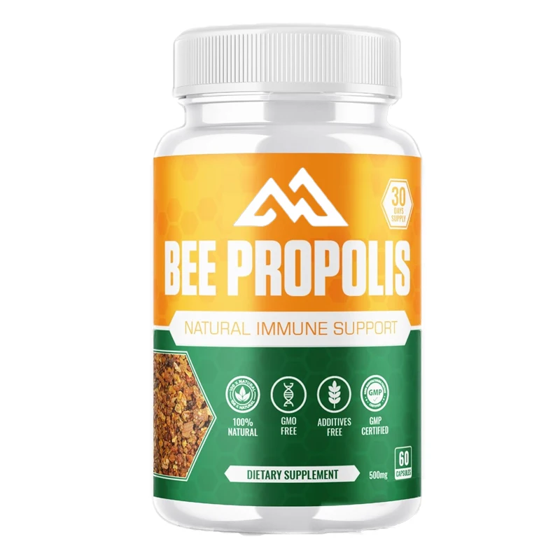 Propolis Extract Capsules, Natural Immune Enhancer, Non GMO Gluten Free 500mg, 60 Vegetarian Capsules, Contains Bean Powder