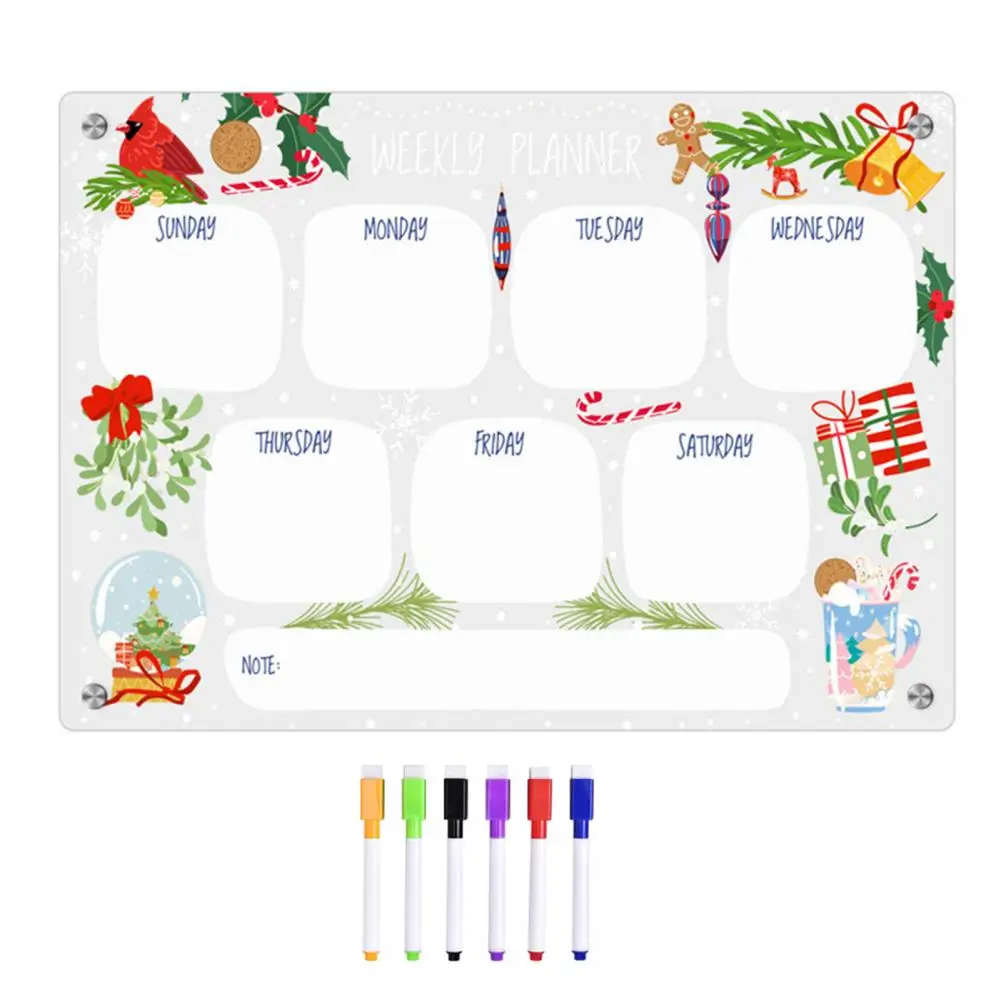 Pizarra magnética para nevera, planificador semanal magnético con bolígrafos A3, juego de pizarra magnética, planificador de borrado en seco reutilizable