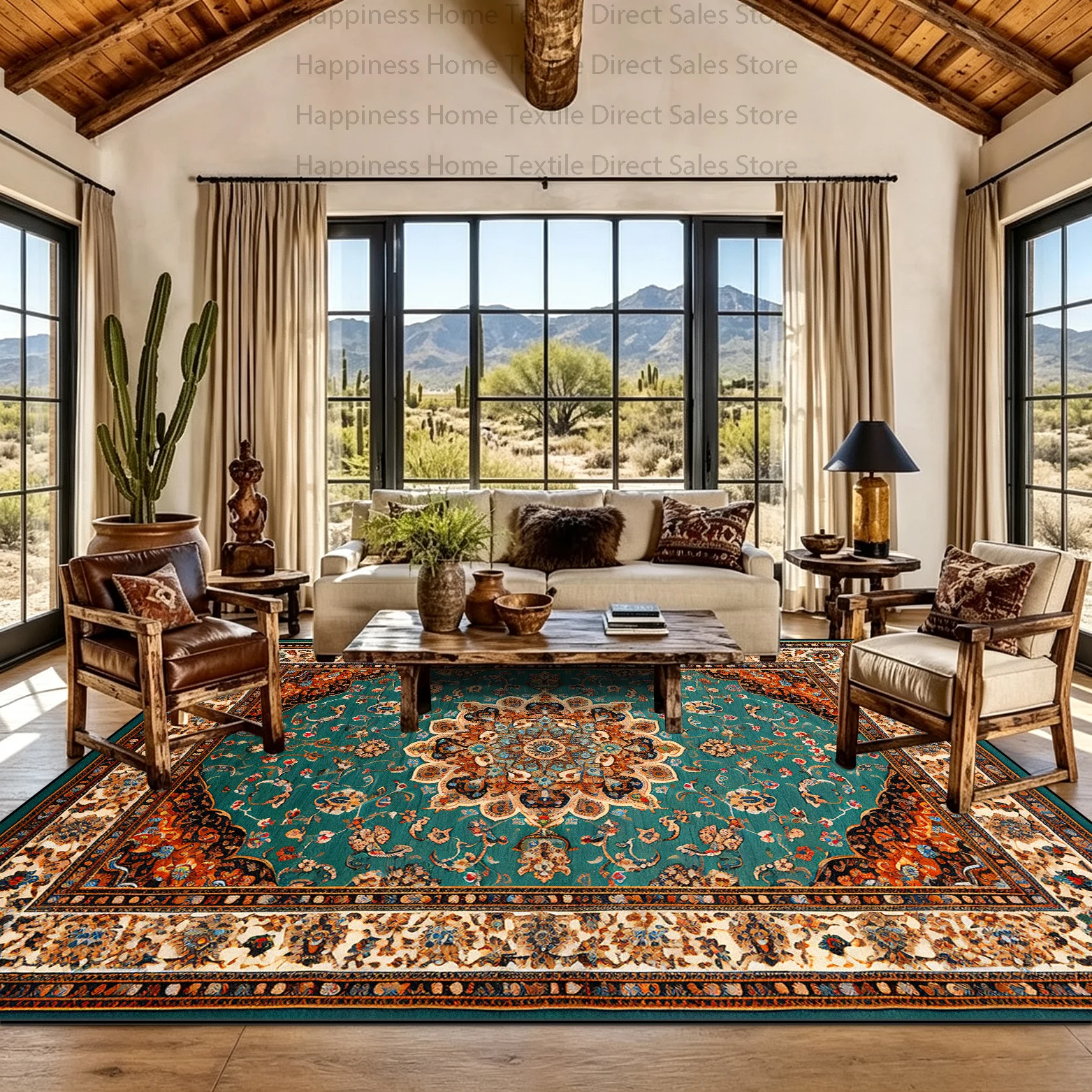Persian Classic Central Medallion Living Room Vintage Carpet Non-slip Washable Bedroom Mat Soft Fluffy Parlor Coffee Tables Rug