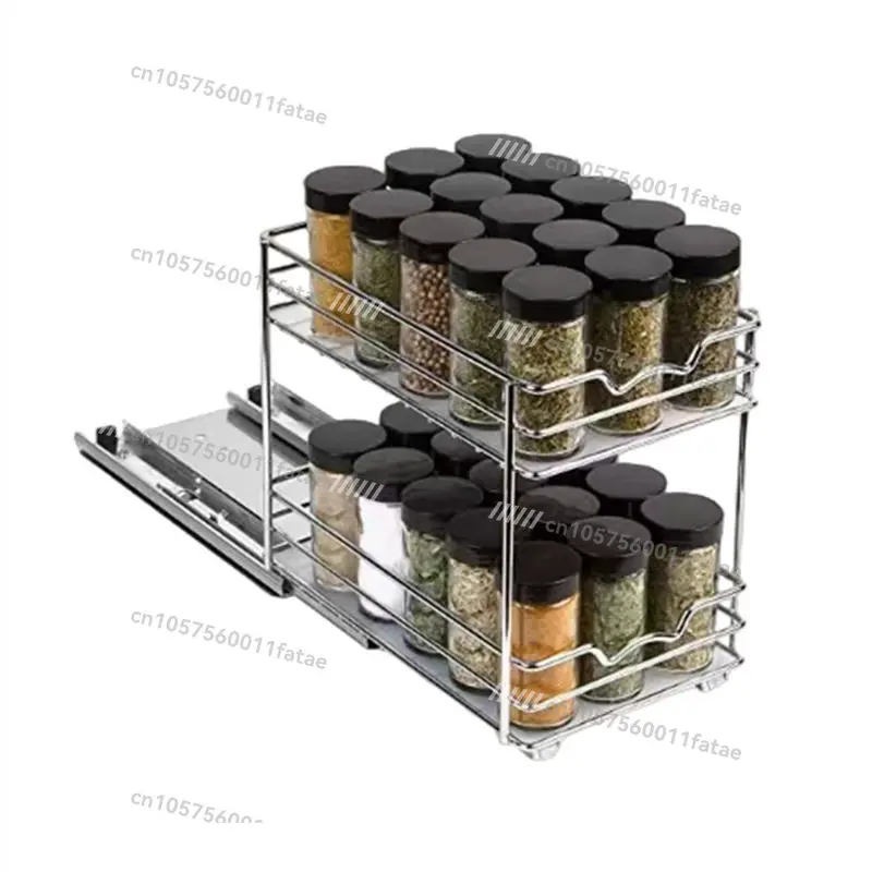 Slide Rail Multi-layer Seasoning Kitchen Shelf Shopping，Mall Multi-function Lower Sink Storage Spice Bottles