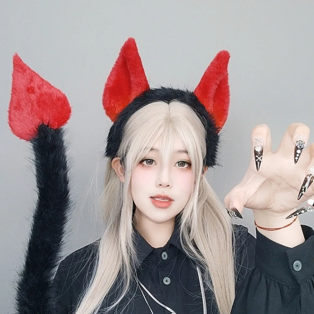 Fashion Bentable Halloween Costume Cosplay Props 3D DIY Cat Ears with Belt Furry Devil's Sweetheart Tail All Saints' Day