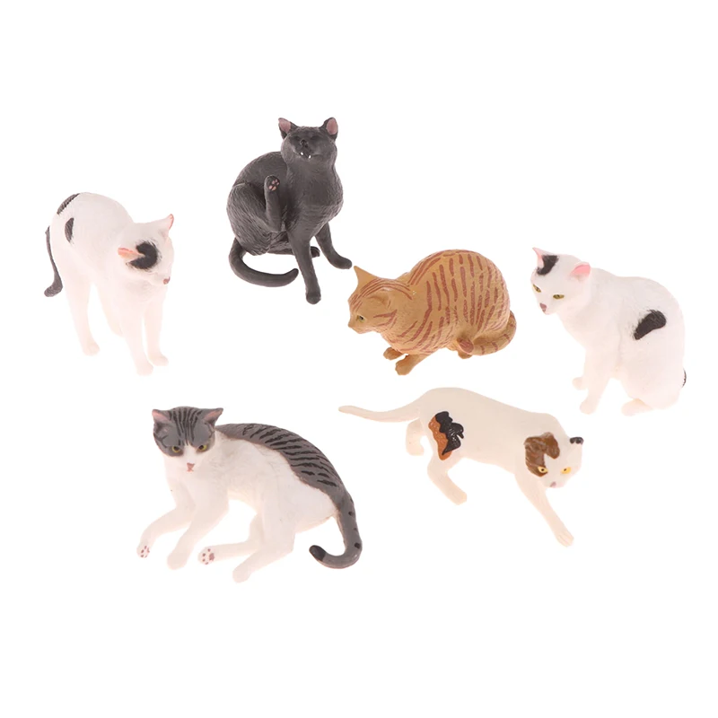 Kawaii Solid Simulation Cat Animal Model Toy Orange Cat Figurine Cute Desktop Decoration Mini Cat Dollhouse Model Ornaments