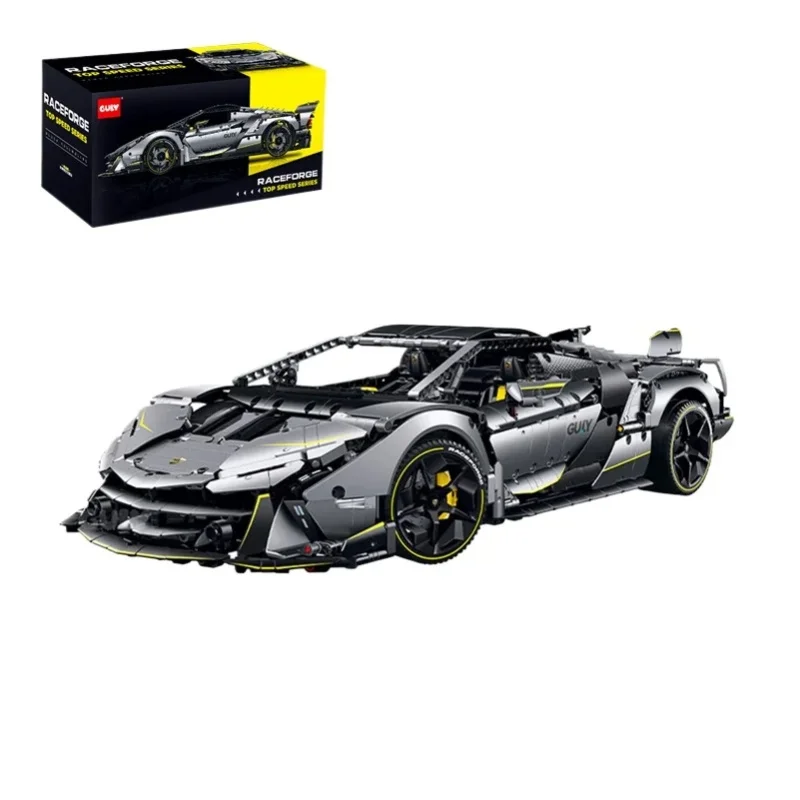 3392-teiliger 1:8 Maßstab Lamborghini Sportwagen Bausatz High-Tech City Speed Rennfahrzeug elektrisch Modellbausatz DIY Montage-Spielzeug für Jungen Erwachsene Kinder Geschenk Heimdekoration