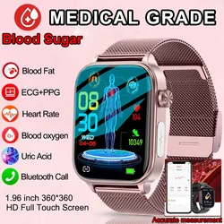 2024 New Accurate Measure Blood Sugar Lipids Uric Acid Smart Watch Women ECG Blood Pressure Health SmartWatch For Android Xiaomi