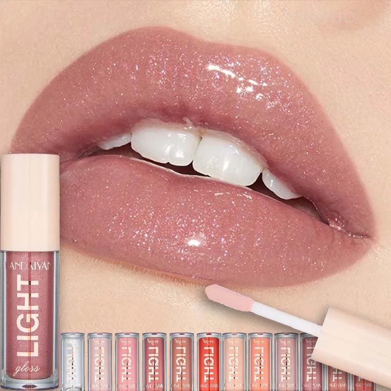 12 Colors Mirror Pearl Lip Gloss Waterproof Long-lasting Moisturizing Shine Glitter Lip Glaze Glass Liquid Lipstick Women Makeup