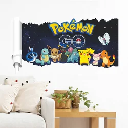Cartoon Pikachu Wall Sticker For Kids Room Living Room Bedroom Wall Decoration Kids Gifts Door Sticker Cute Posters