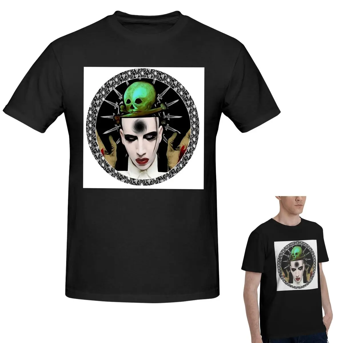 

Футболка Мэрилин Мэнсон из 100% хлопка, мужская модная футболка большого размера, мужские летние рубашки с круглым вырезом, топы, S-6XL