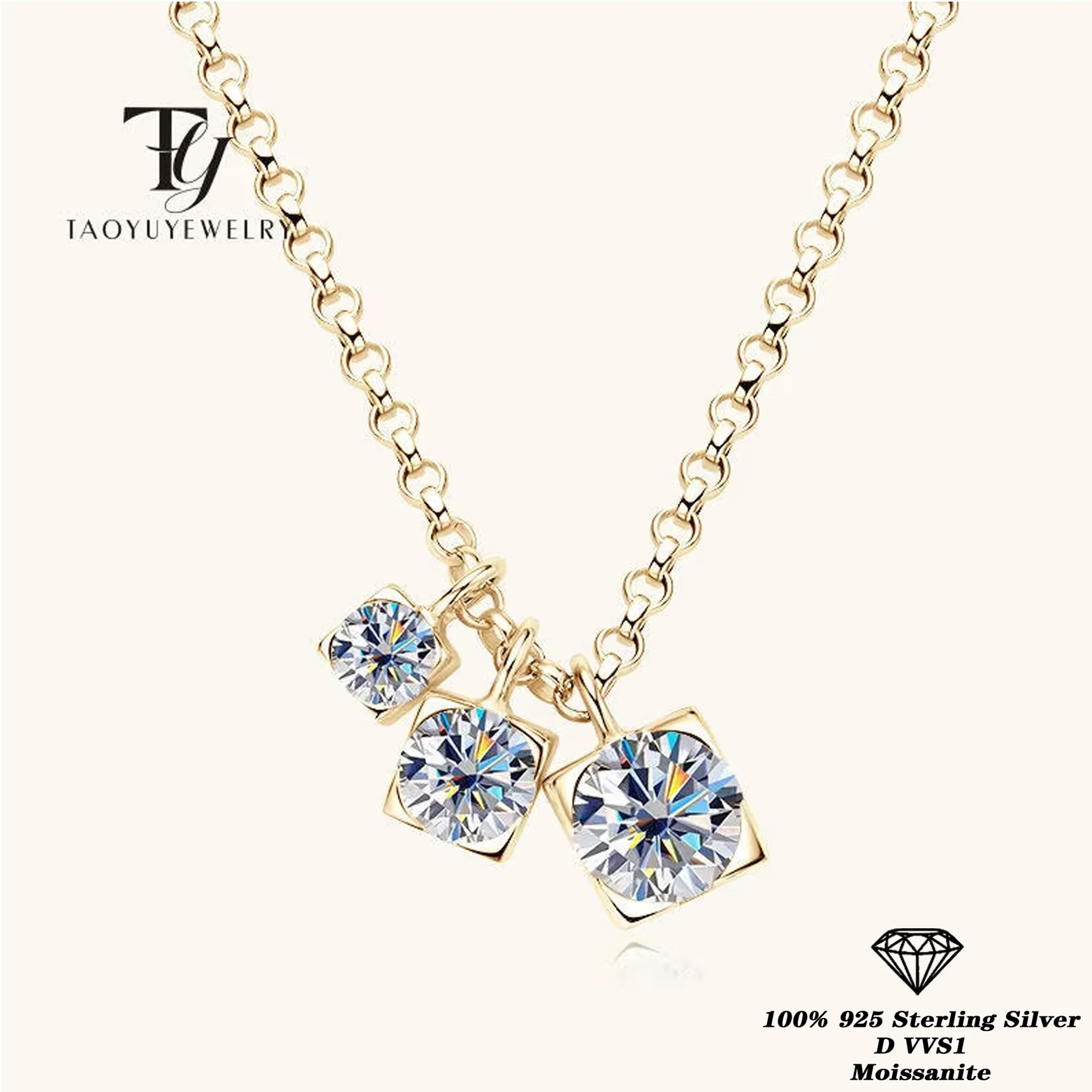 Fashion Moissanite Women's Pendant Necklace 0.9 Carat 925 Sterling Silver Minimalist Jewelry with Certificate