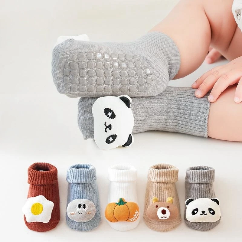 

0-3Year 1pair children's doll socks autumn new combed cotton cartoon children's socks candy color newborn floor socks