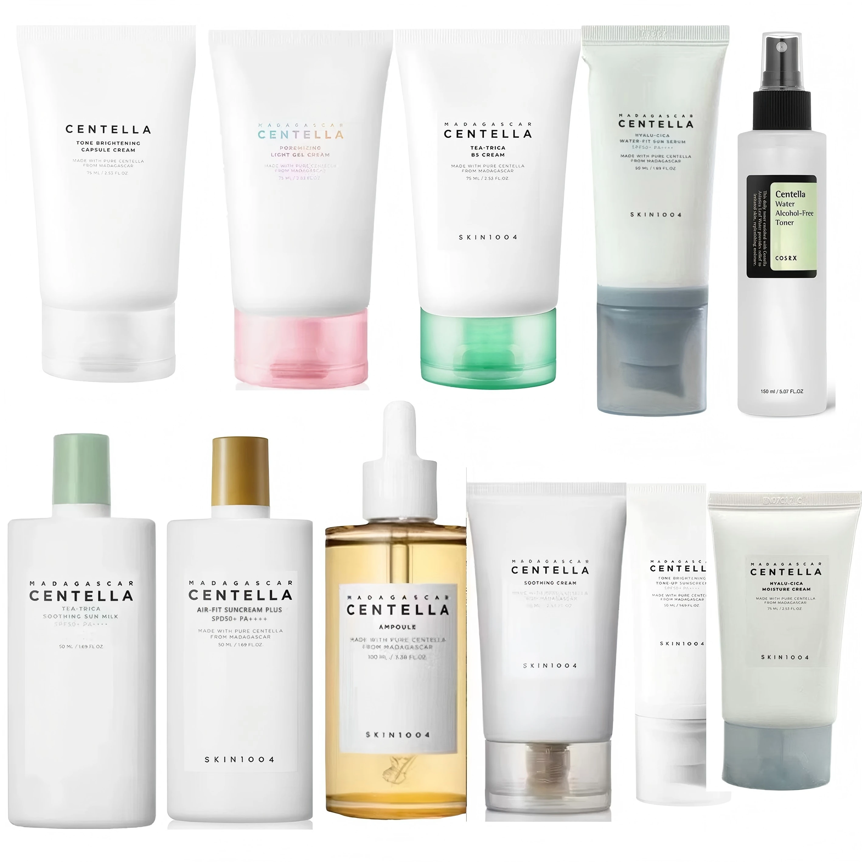 

Centella Asiatica Skin Care Set Brightening Serum Hyaluronic Acid Toner with Waterproof Sunscreen Calming Moisturizing for Face