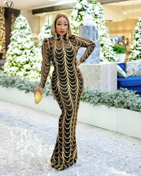 2021 Special Party O-neck 2 Piece Set Elegant Formal Glitter 2 Piece Set Women Long Sleeve Top And Long Skirt Autumn