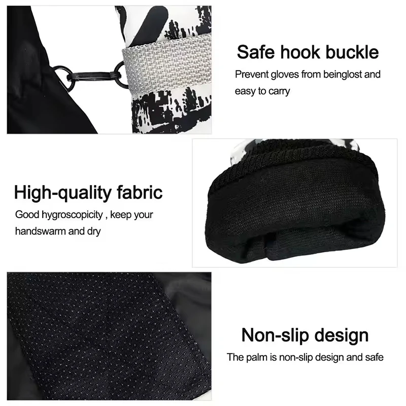 قفازات تزلج سميكة مطبوعة على الجدران للجنسين في الهواء الطلق لركوب الدراجات الرياضية قفازات صوف دافئة دراجة كهربائية ركوب الدراجات قفازات رياضية للعمل